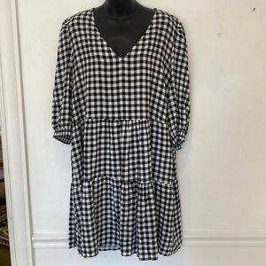 Loralette Black and White Gingham Check Dress Size 18/20 NWT
